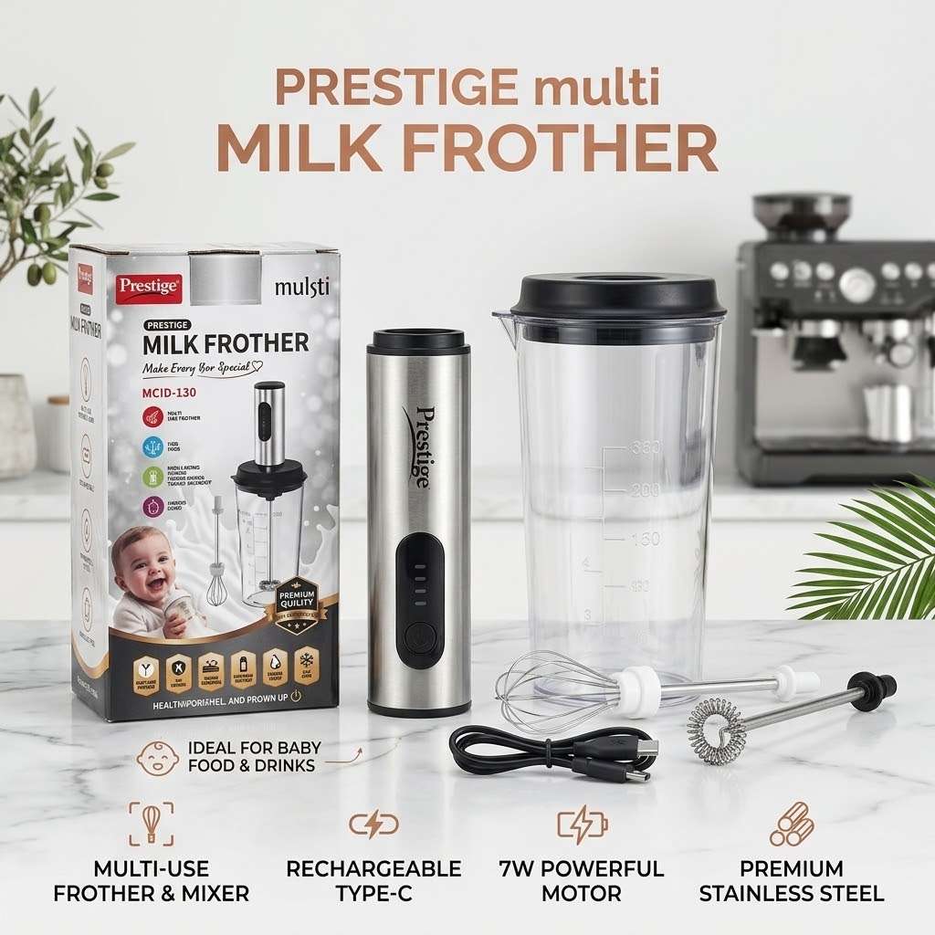 Electric Milk Frother Handheld Mixer & Coffee Foamer – Rechargeable Portable Foam Maker for Lattes, Cappuccinos & Hot Chocolate